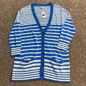 NWT Gap Stripped Cardigan Sweater Size XS Button Front Cotton Blue White